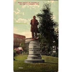 Vintage Moses Cleaveland Statue Postcard  Founder Of Cleveland Ohio